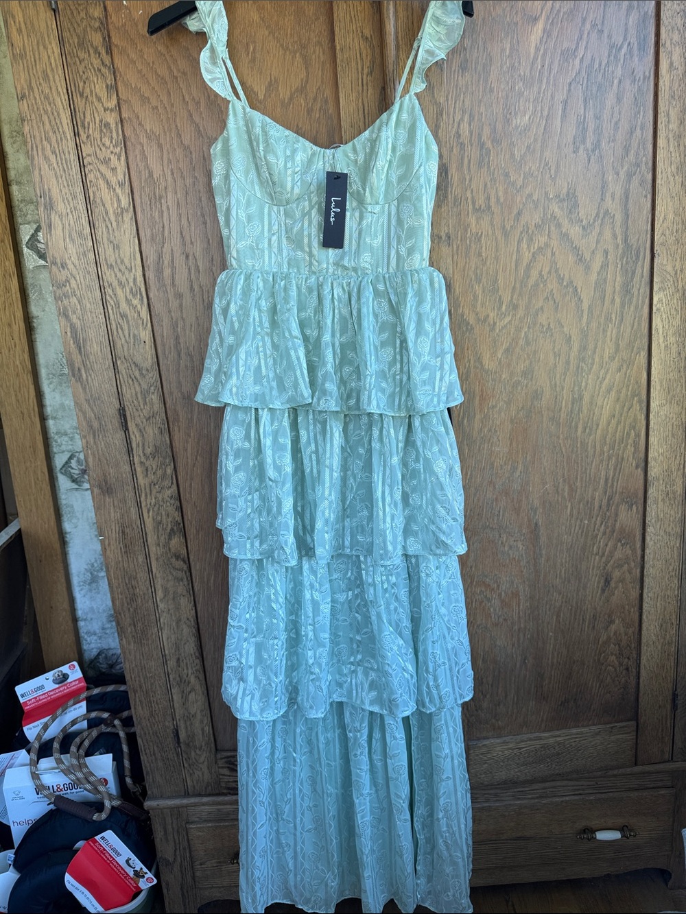 Tiered Lulus Ruffle Maxi Dress in Light Mint